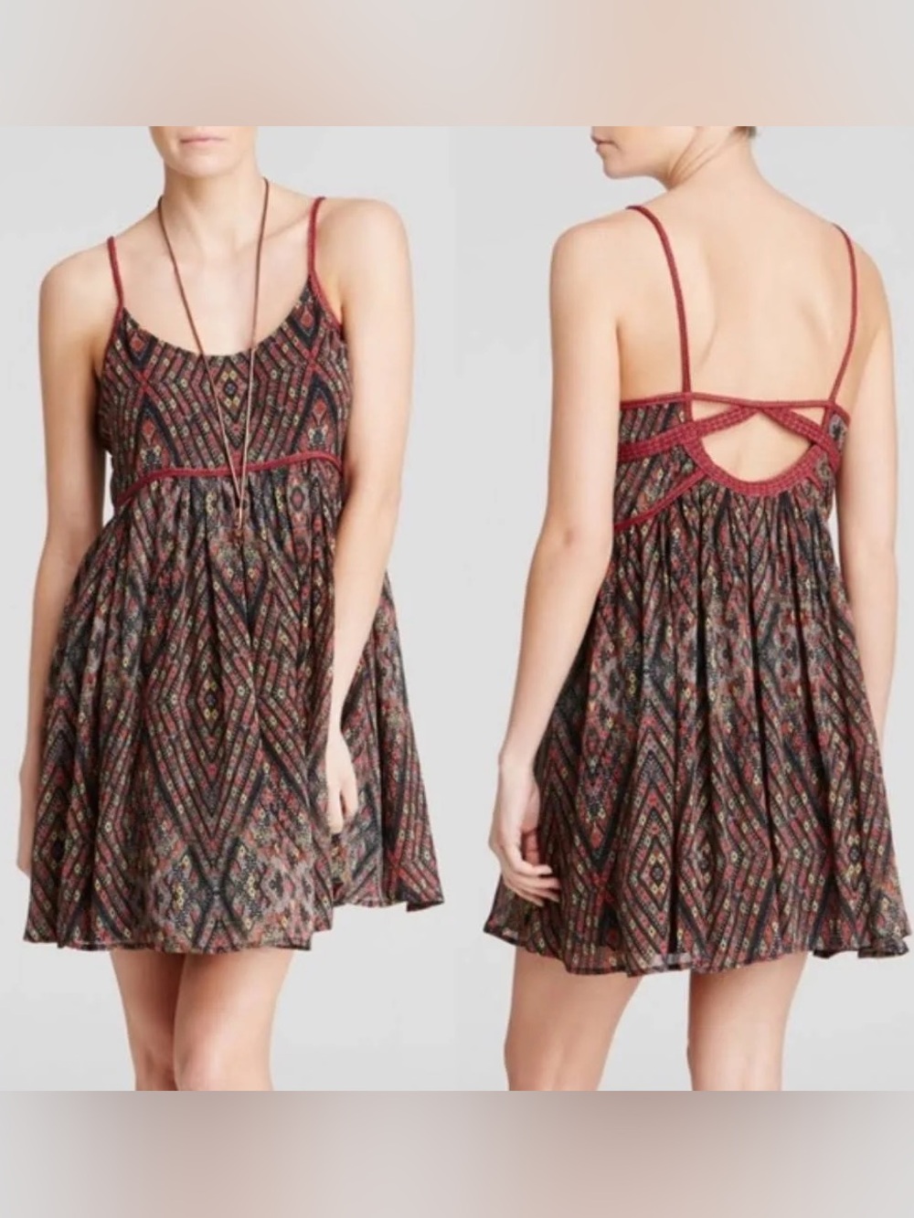 Free People "Periscopes In The Sky" Babydoll Mini Dress